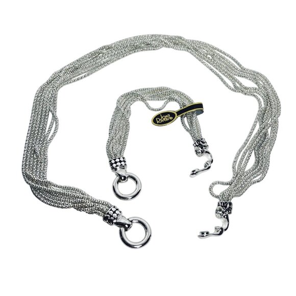 Joan Rivers 7 Strand Silver Tone Popcorn Rope Chain Necklace And Bracelet (6018) - Picture 9 of 11